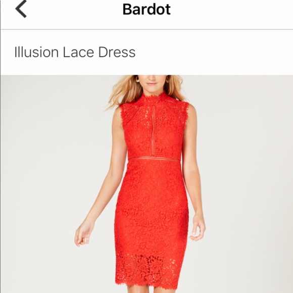 bardot lace illusion sheath dress
